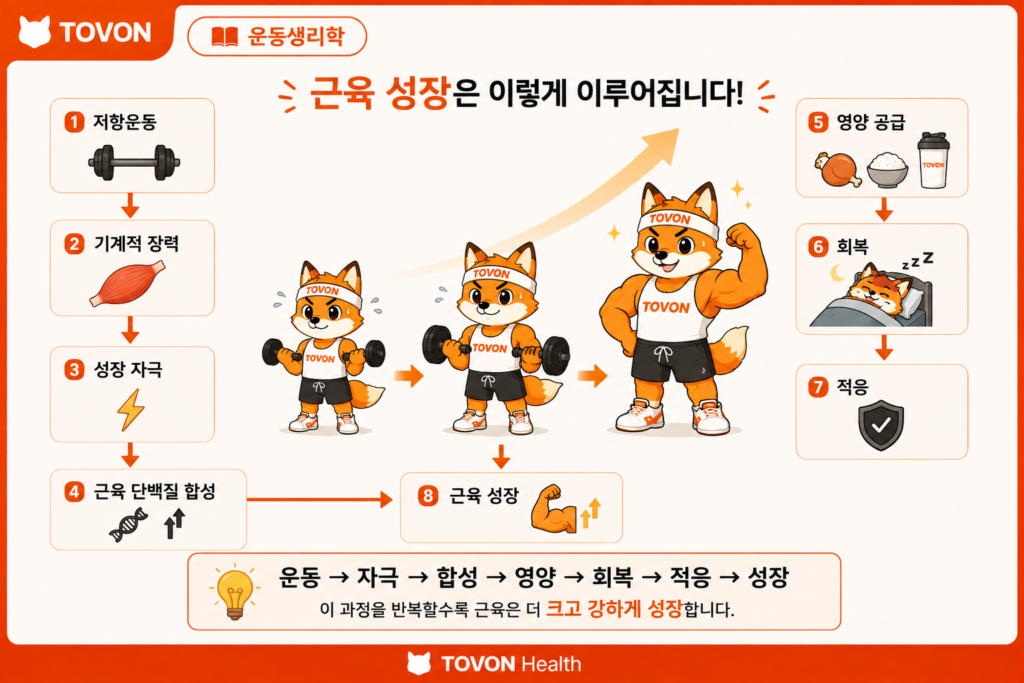 근육은 어떻게 성장할까? 근비대의 기본 원리 저항운동과 기계적 장력 영양 회복을 통한 근비대 과정