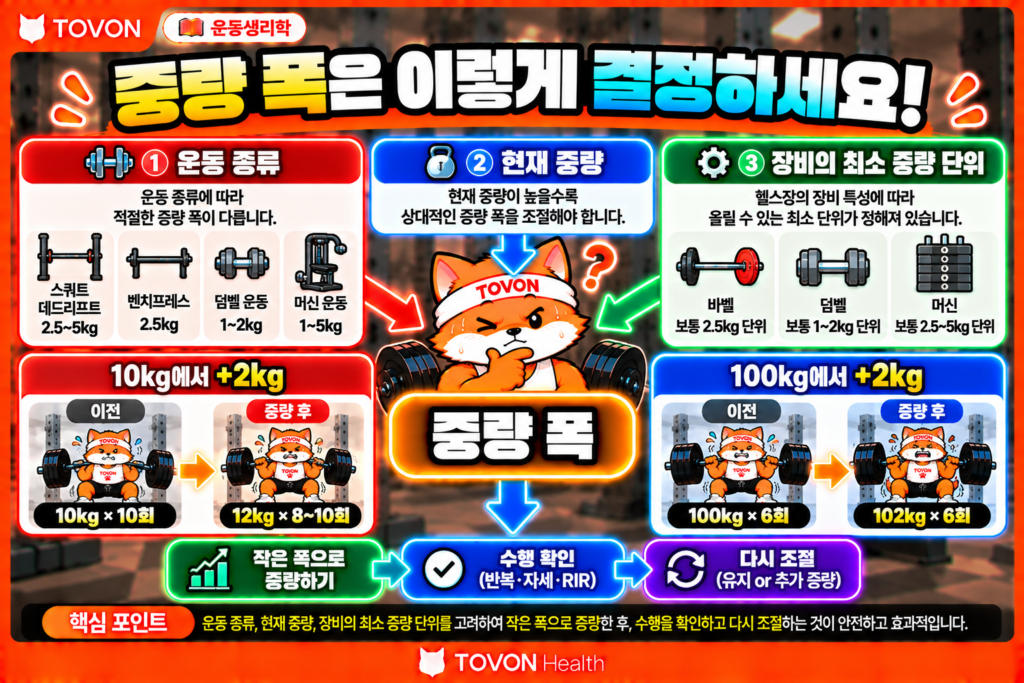 운동 중량은 언제 올려야 할까? RPE와 RIR로 조절하는 방법 운동 종류, 현재 중량, 장비의 최소 증량 단위를 고려해 운동 중량 증가 폭을 결정하는 방법